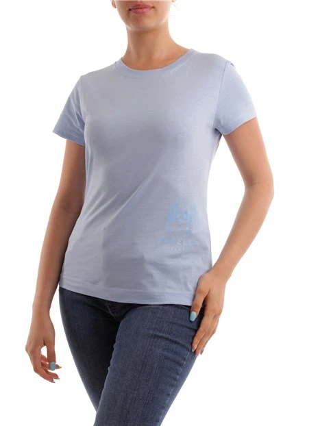 T-SHIRT CON COLLO A COSTINE DONNA AZZURRO