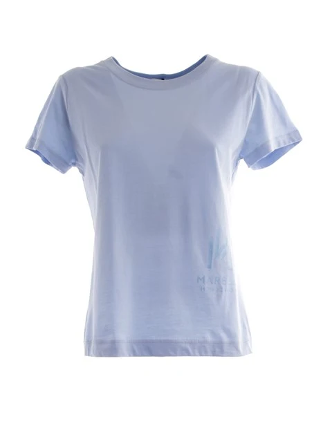 T-SHIRT CON COLLO A COSTINE DONNA AZZURRO