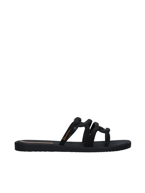 SANDALI CON INTRECCI SOLAR SLIDE DONNA NERO