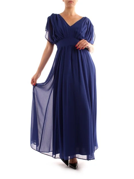 VESTITO LUNGO DRAPPEGGIATO DONNA BLU