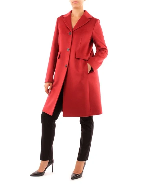CAPPOTTO CORTO IN LANA MONOCOLORE DONNA ROSSO
