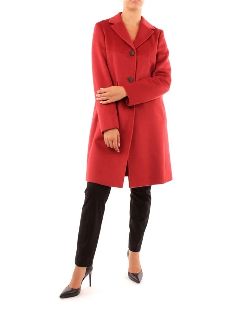 CAPPOTTO CORTO IN LANA MONOCOLORE DONNA ROSSO