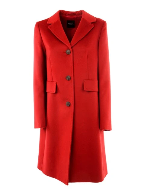 CAPPOTTO CORTO IN LANA MONOCOLORE DONNA ROSSO