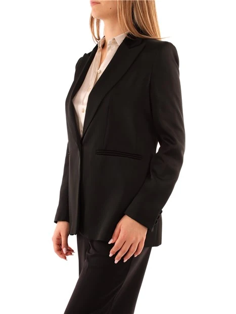 GIACCA BLAZER MONOPETTO IN ENVER SATIN DONNA NERO