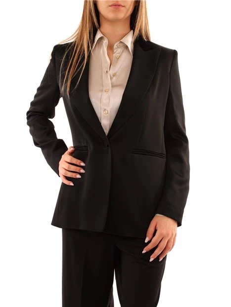 GIACCA BLAZER MONOPETTO IN ENVER SATIN DONNA NERO