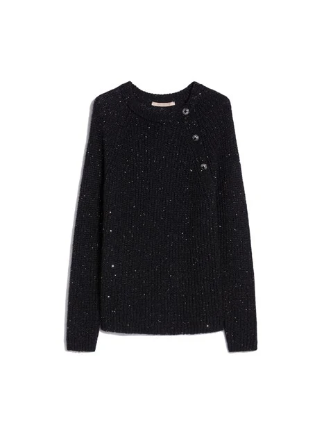 MAGLIA GIROCOLLO CON MICRO PAILLETTES DONNA NERO