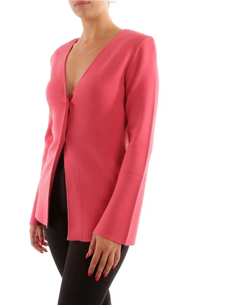 CARDIGAN CON SCOLLO A V DONNA ROSA