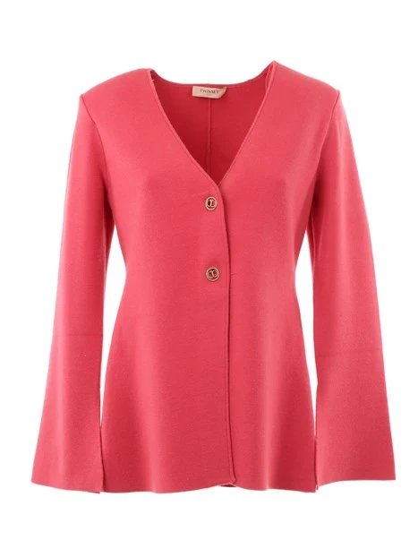 CARDIGAN CON SCOLLO A V DONNA ROSA