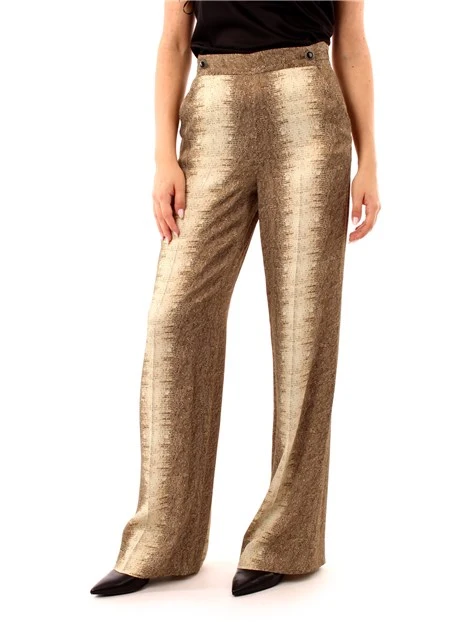 PANTALONI PALAZZO A FANTASIA ANIMALIER DONNA BEIGE