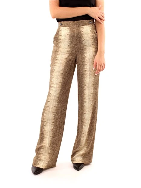 PANTALONI PALAZZO A FANTASIA ANIMALIER DONNA BEIGE