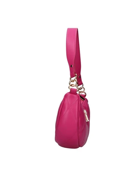 BORSA A SPALLA MEZZALUNA CON LOGO DONNA FUCSIA