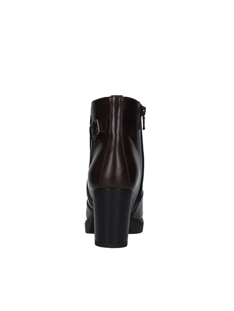 STIVALETTI TACCO ALTO CON CINTURINO LOGATO DONNA MARRONE