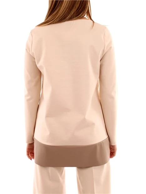 BLUSA CON BANDA COLORE BEIGE DONNA BIANCO