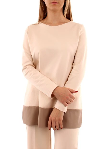 BLUSA CON BANDA COLORE BEIGE DONNA BIANCO