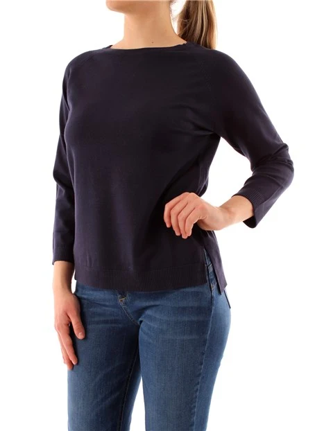 MAGLIA GIROCOLLO IN FILATO DONNA BLU NAVY