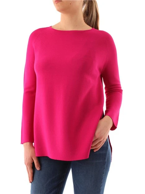 MAGLIA CON SCOLLO A BARCA DONNA FUCSIA