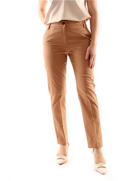 PANTALONI A SIGARETTA IN GABARDINE DI COTONE DONNA BEIGE