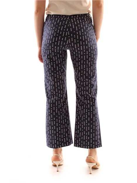 PANTALONI CROPPED A ZAMPA CON POIS DONNA BLU