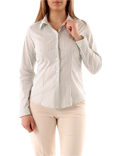 CAMICIA ADERENTE A RIGHE DONNA VERDE ACIDO