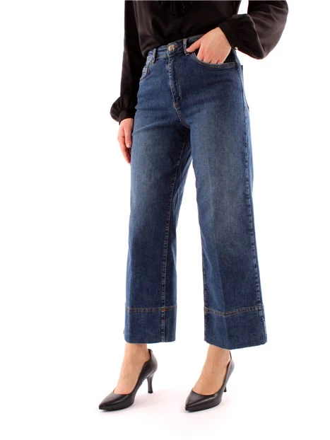 JEANS CROPPED DRITTI CON RISVOLTO DONNA BLU