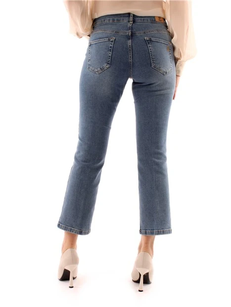 JEANS CROPPED A TROMBETTA DONNA BLU CHIARO