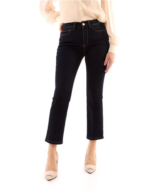 JEANS CROPPED A TROMBETTA DONNA BLU SCURO