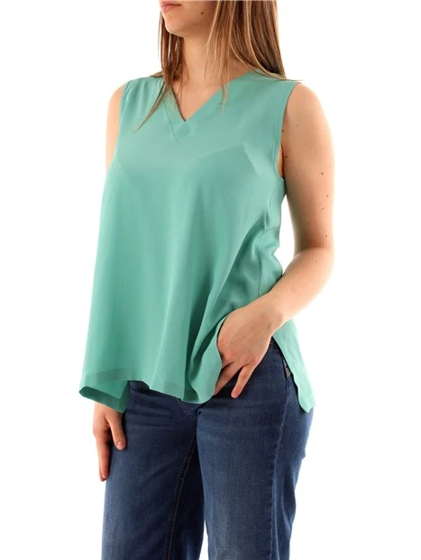 TOP IN CREPE MISTO SETA DONNA TURCHESE