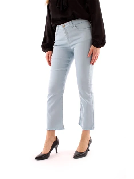 PANTALONI CROPPED A ZAMPA DONNA AZZURRO