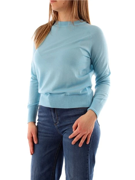 MAGLIA GIROCOLLO IN MISTO LANA DONNA AZZURRO