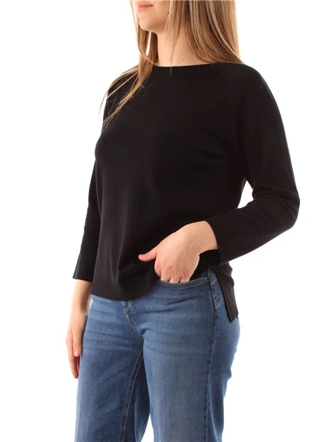 MAGLIA GIROCOLLO IN FILATO DONNA NERO