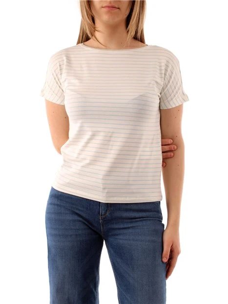 T-SHIRT MANICA CORTA A RIGHE DONNA AZZURRO