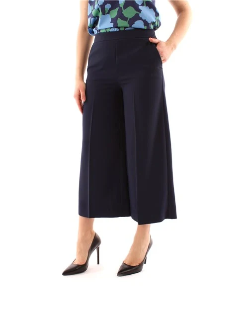 PANTALONI CROPPED A GAMBA AMPIA DONNA BLU NOTTE