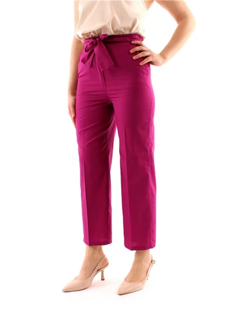 PANTALONI A SIGARETTA CON FIOCCO DONNA FUCSIA