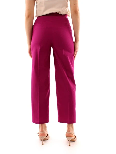 PANTALONI A SIGARETTA CON FIOCCO DONNA FUCSIA