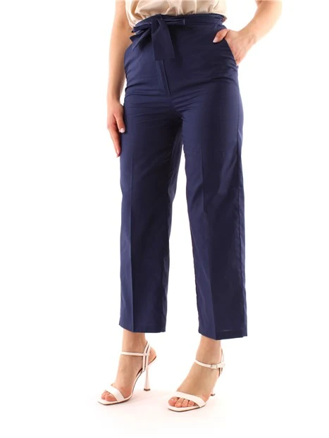 PANTALONI A SIGARETTA CON FIOCCO DONNA BLU