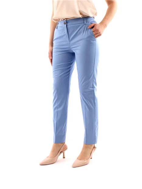 PANTALONI A SIGARETTA DONNA AZZURRO