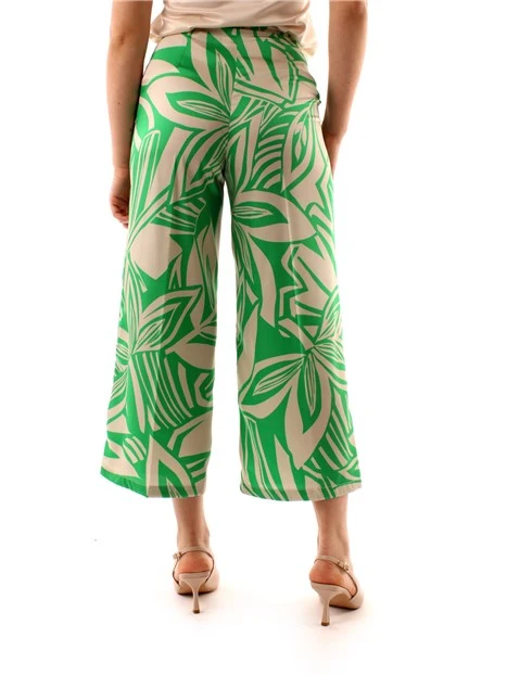 PANTALONI CROPPED A FANTASIA FLOREALE DONNA VERDE