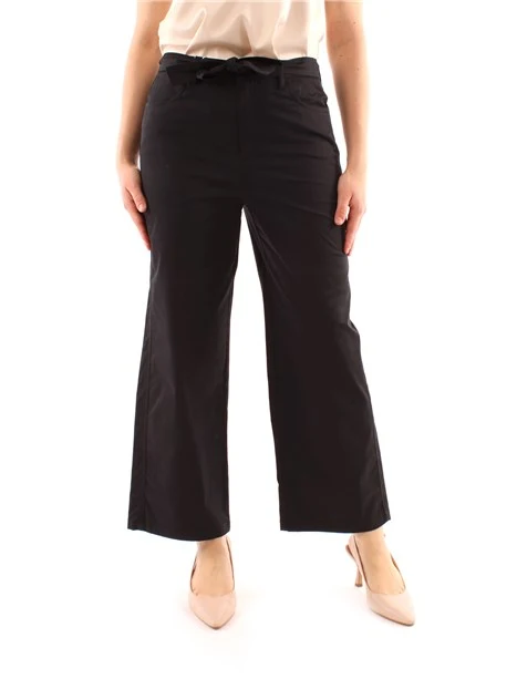 PANTALONI CROPPED A GAMBA DRITTA DONNA NERO