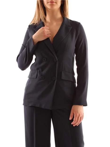 GIACCA BLAZER DOPPIOPETTO IN CREPE DONNA BLU