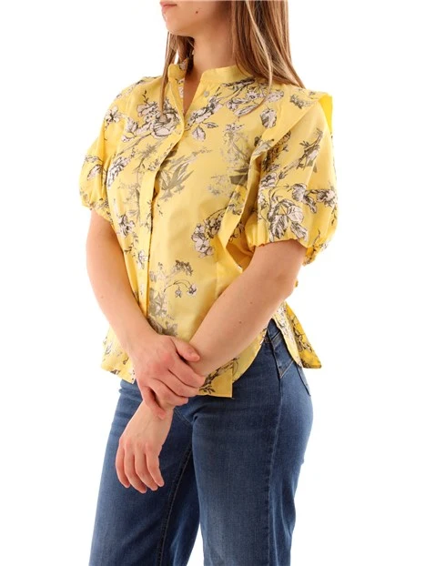 CAMICIA FLOREALE MANICHE CORTE DONNA GIALLO