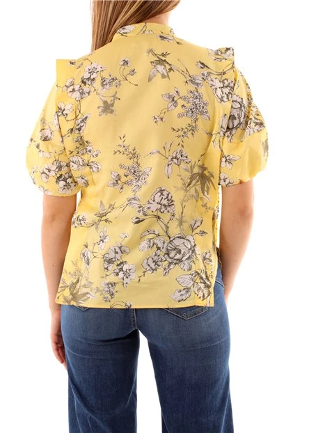 CAMICIA FLOREALE MANICHE CORTE DONNA GIALLO