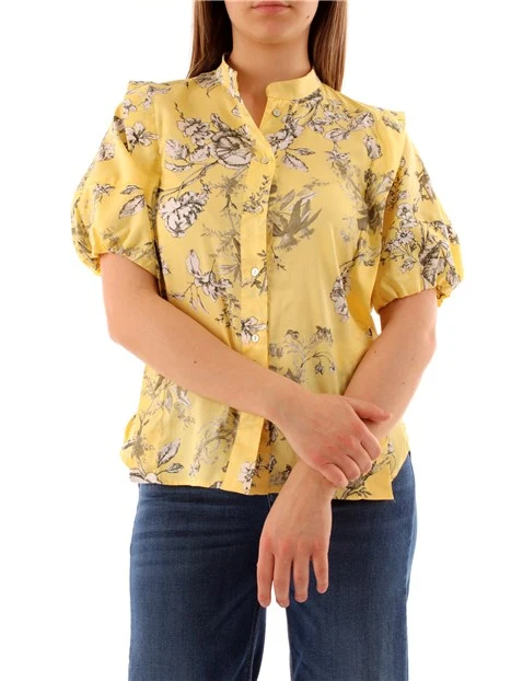 CAMICIA FLOREALE MANICHE CORTE DONNA GIALLO