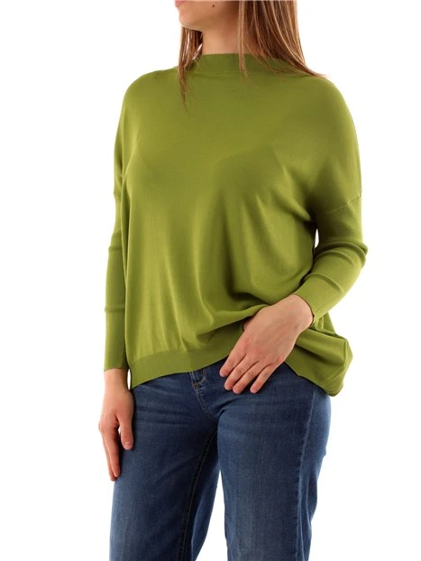 MAGLIA CON SCOLLO A BARCA IN MISTO VISCOSA DONNA VERDE OLIVA