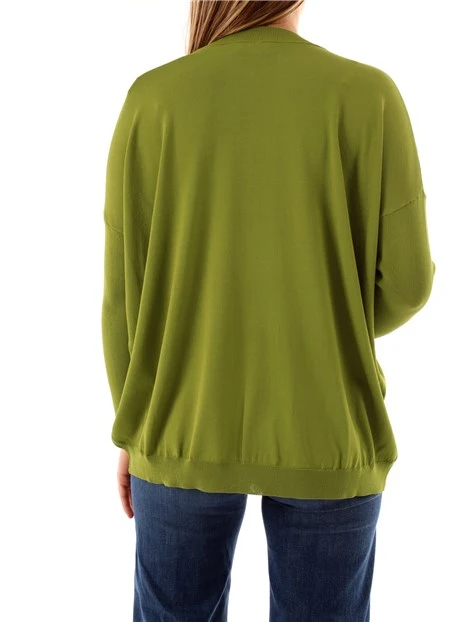 MAGLIA CON SCOLLO A BARCA IN MISTO VISCOSA DONNA VERDE OLIVA