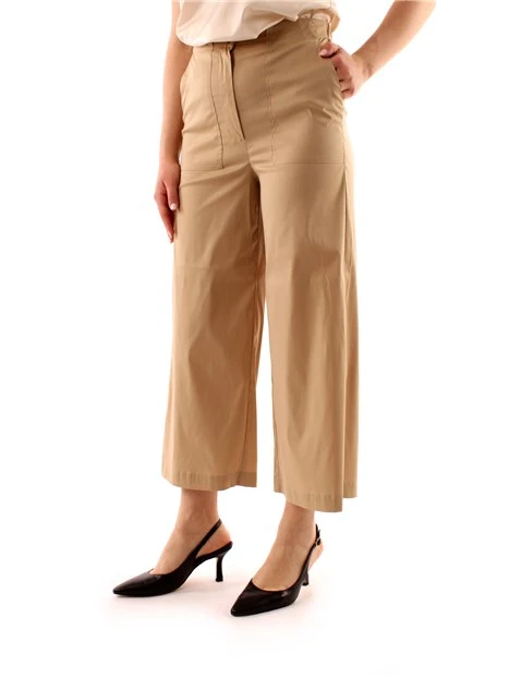 PANTALONI CROPPED A PALAZZO DONNA BEIGE