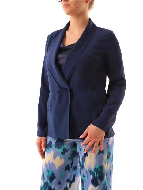 GIACCA BLAZER DOPPIOPETTO MISTO SETA DONNA BLU