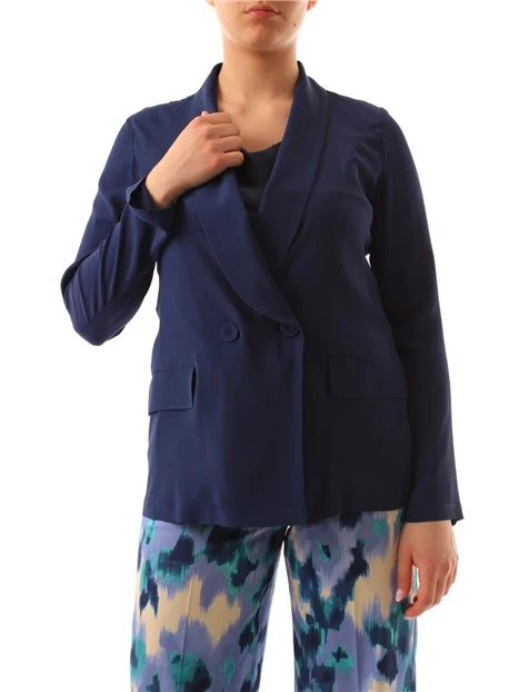 GIACCA BLAZER DOPPIOPETTO MISTO SETA DONNA BLU