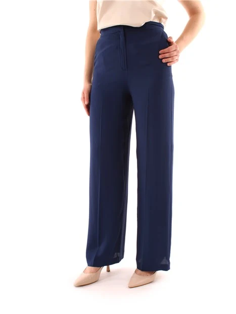 PANTALONI PALAZZO IN MISTO SETA DONNA BLU