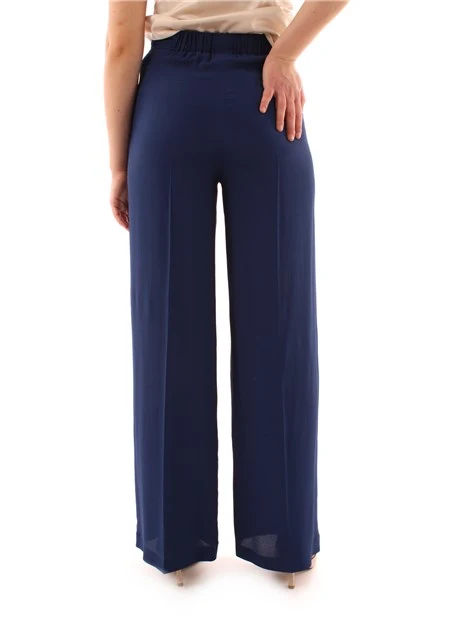 PANTALONI PALAZZO IN MISTO SETA DONNA BLU