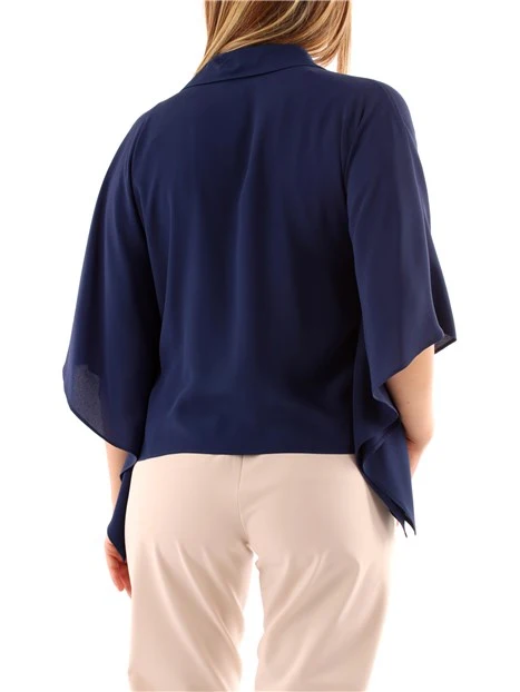 CAMICIA AMPIA IN CREPE MISTO SETA DONNA BLU